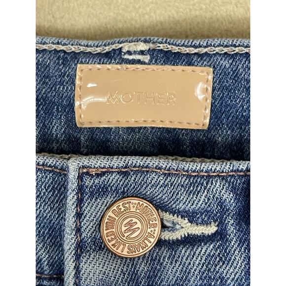 Mother Jeans Womens 24 Blue The Pixie Tomcat Crop‎ Distressed Mid Rise Denim - Picture 4 of 15